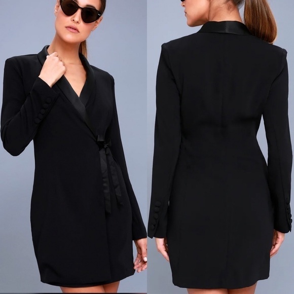 Lulus Style Savvy Wrap Blazer‎ Dress in Black Size Extra Small - Picture 1 of 9